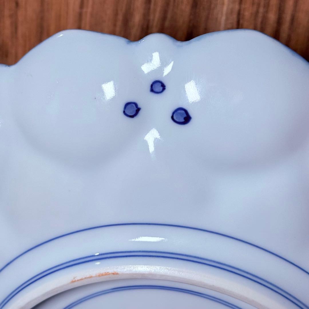 肥前南河原源右衛門 作 染付草花文 皿 源右衛門窯 直径30㎝ 尺