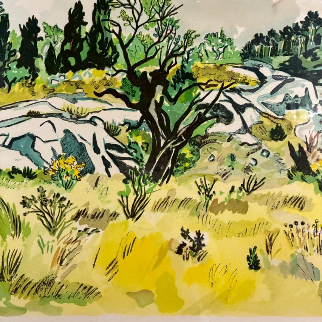 イヴ・ブライエ 風景画 リトグラフ 大作 直筆サイン入り 古径額 南フランス