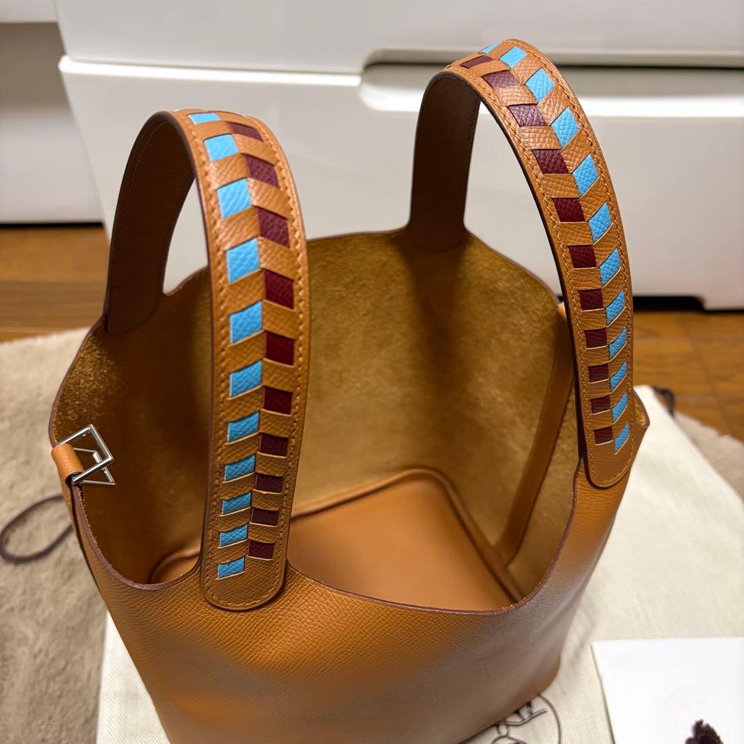 HERMES ピコタンロック MM トレサージュ　ゴールド　ハンドバッグ