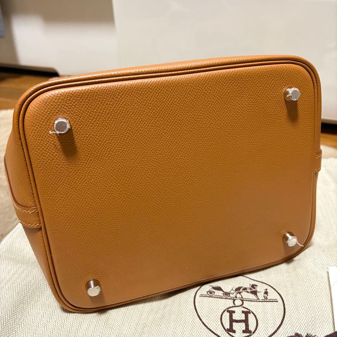 HERMES ピコタンロック MM トレサージュ　ゴールド　ハンドバッグ