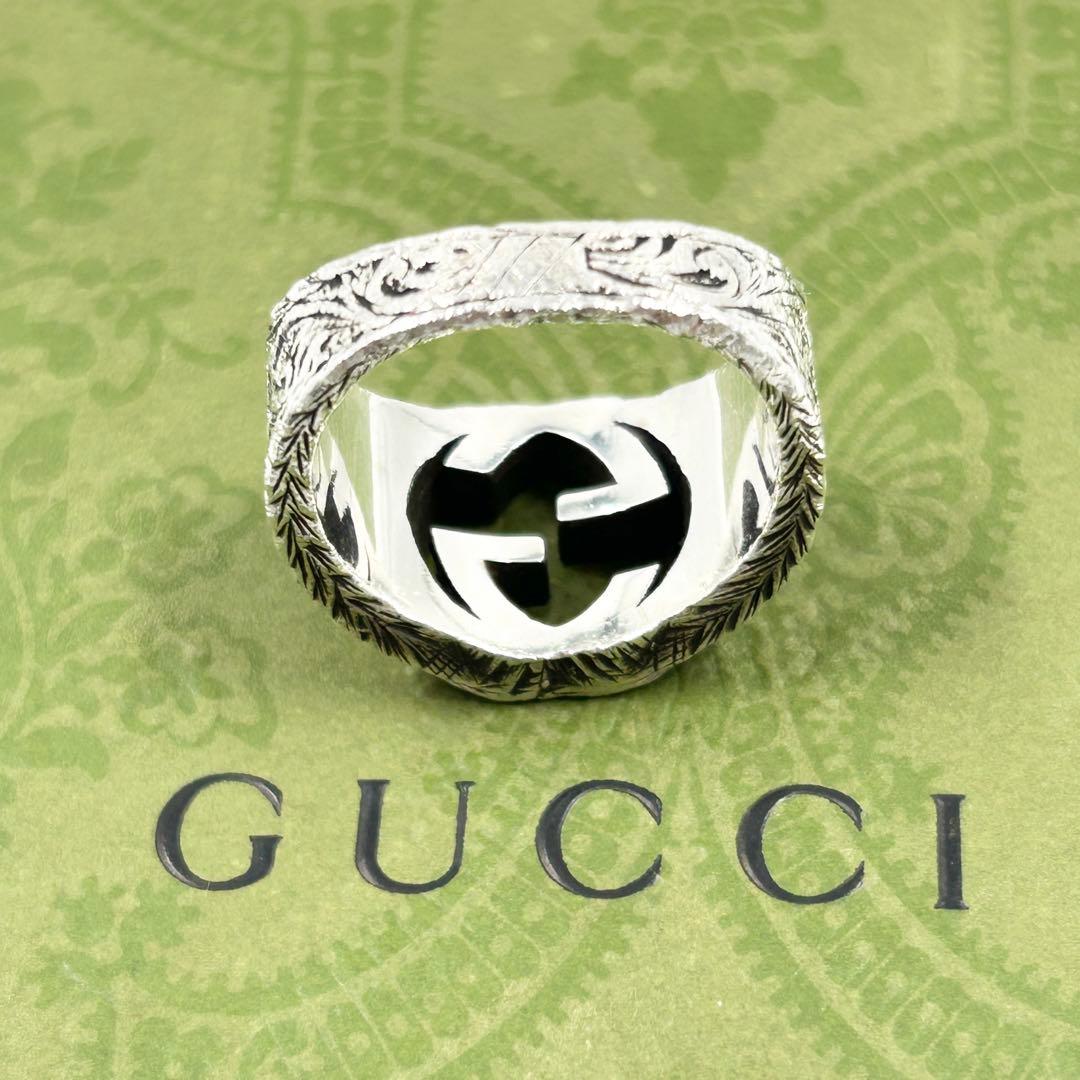 美品✨　グッチ　GUCCI リング　アラベスク　インターロッキング　シルバー　燻