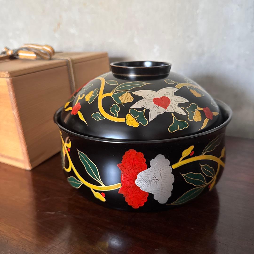 平安「象彦」　長寛写　砂金袋形　喰籠　共箱　K332