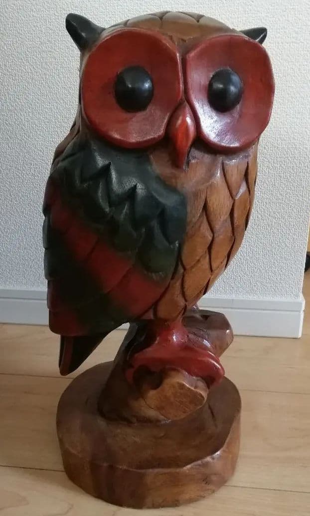 特大木彫木製フクロウ【美品】【最終値下げ】