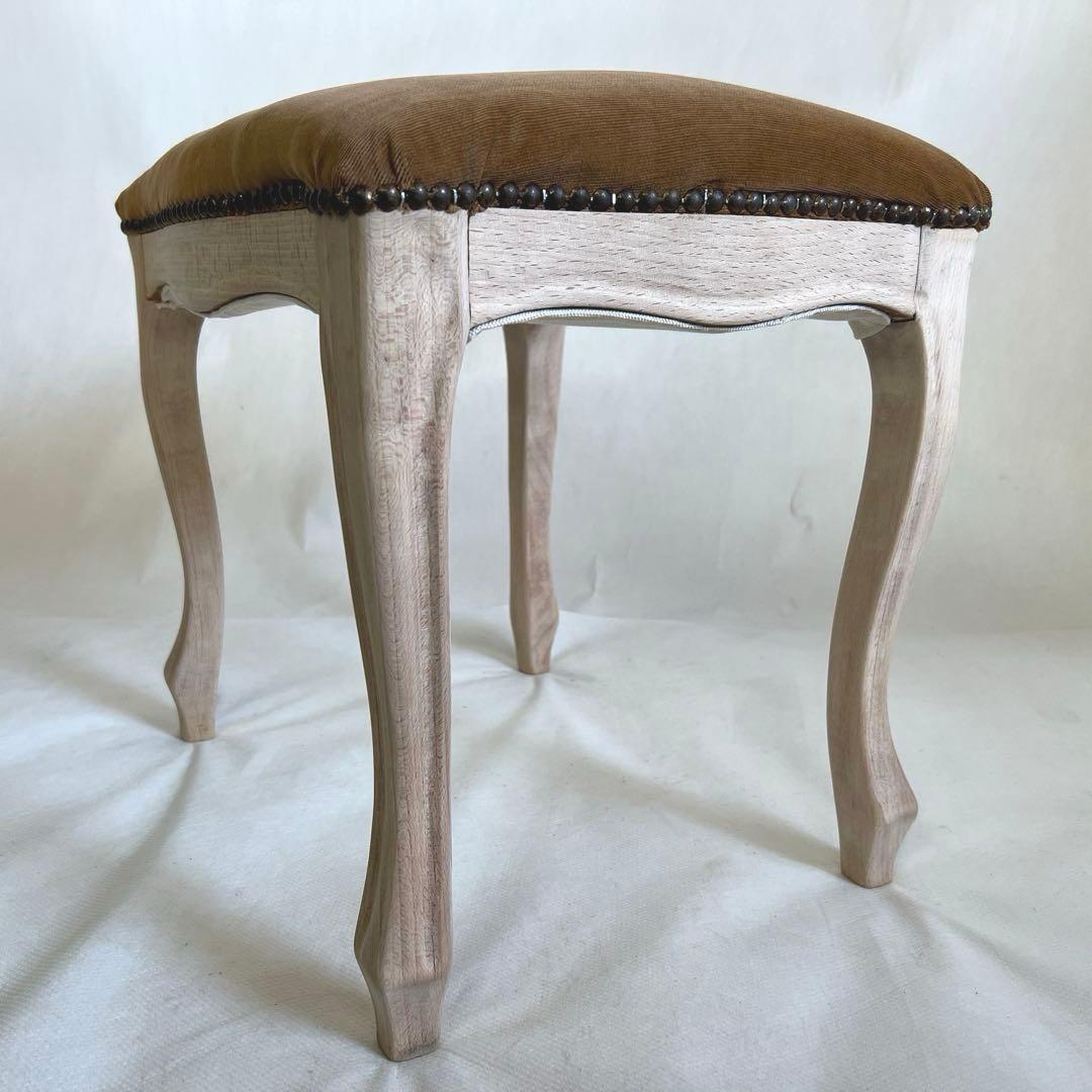 猫脚スツール・茶色 木製フレーム