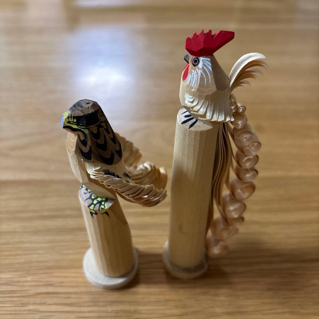 笹野一刀彫 お鷹ぽっぽ 尾長鳥 2体 - メルカリ