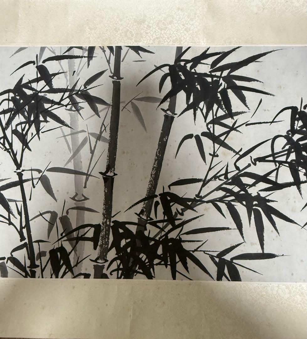 北京栄宝斎作　明夏昶作　墨竹　掛軸　共箱　送料込み251222