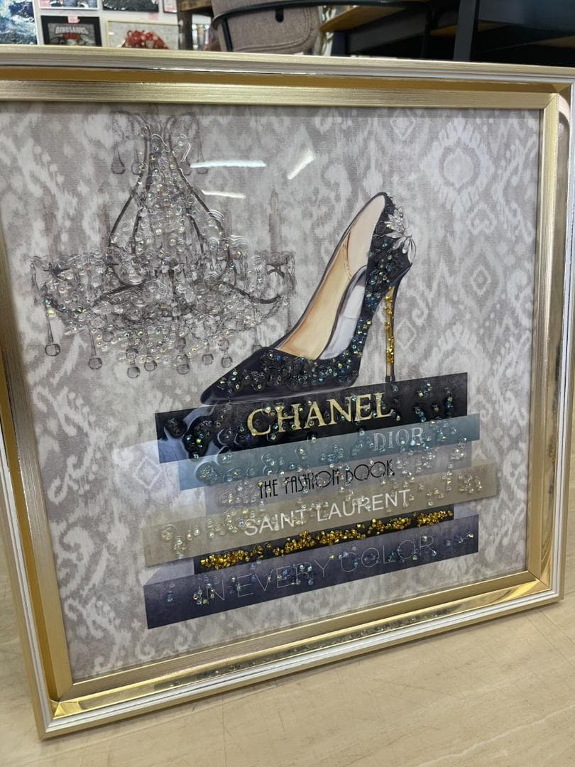 水晶絵　アートパネル　オマージュアート　ブランド　ファッション　絵画　絵　壁掛け