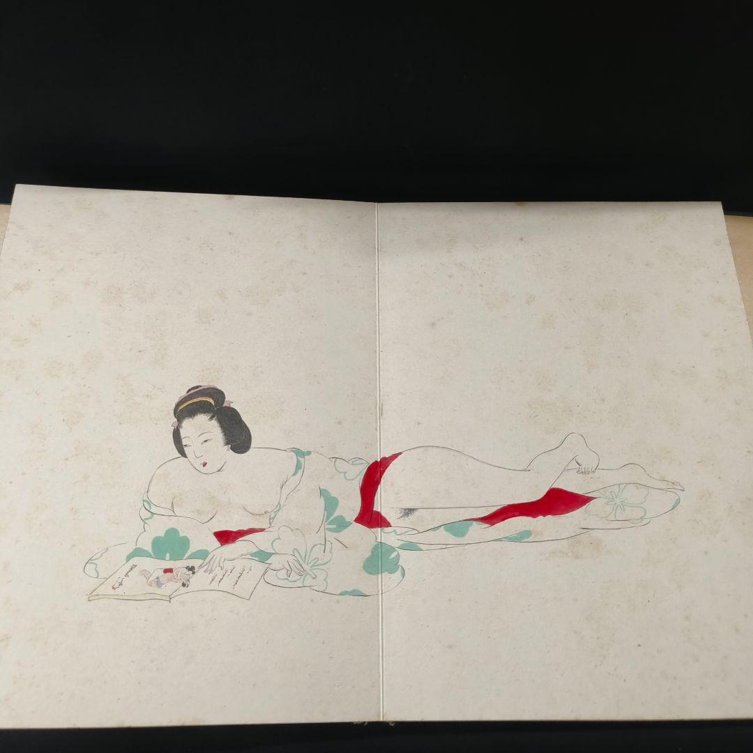 日本絵画 肉筆春画 天理教 御教祖傅 謹演 全14枚 古美術品 桐箱付 和骨董