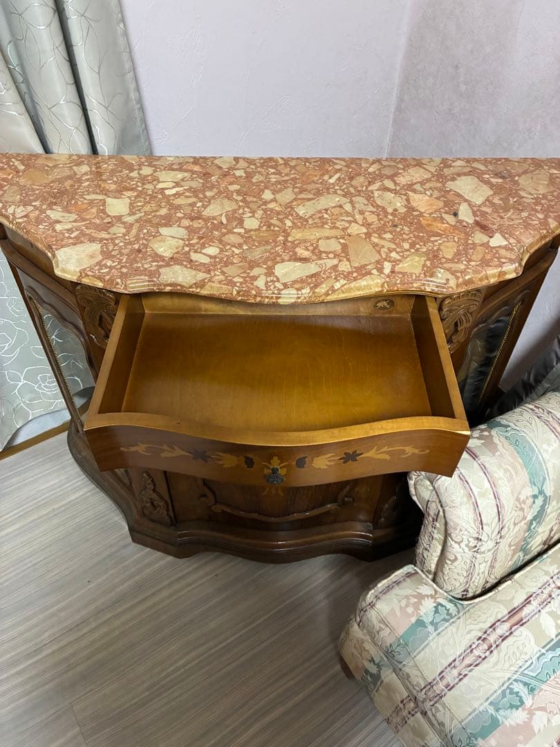 イタリア アンティーク サイドボード キャビネット 象嵌 大理石