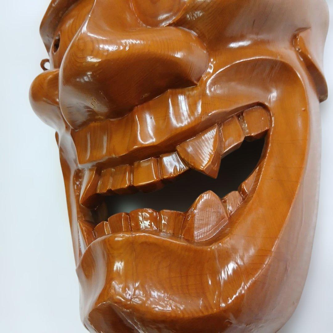 ユズコ様専用木彫り 美しい般若面 能面 壁掛け 魔除け