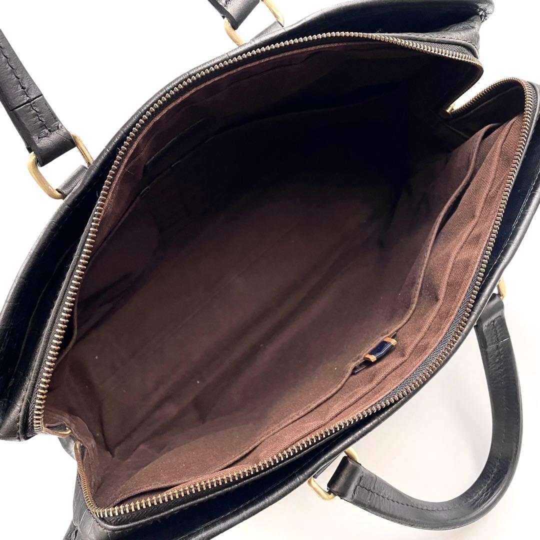 《超美品》ダニエル&ボブ ビジネス バッグ ブリーフケース 型押し レザー 黒系