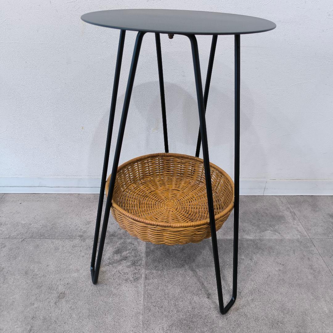 美品 IDEE イデー サイドテーブル アイアン かご