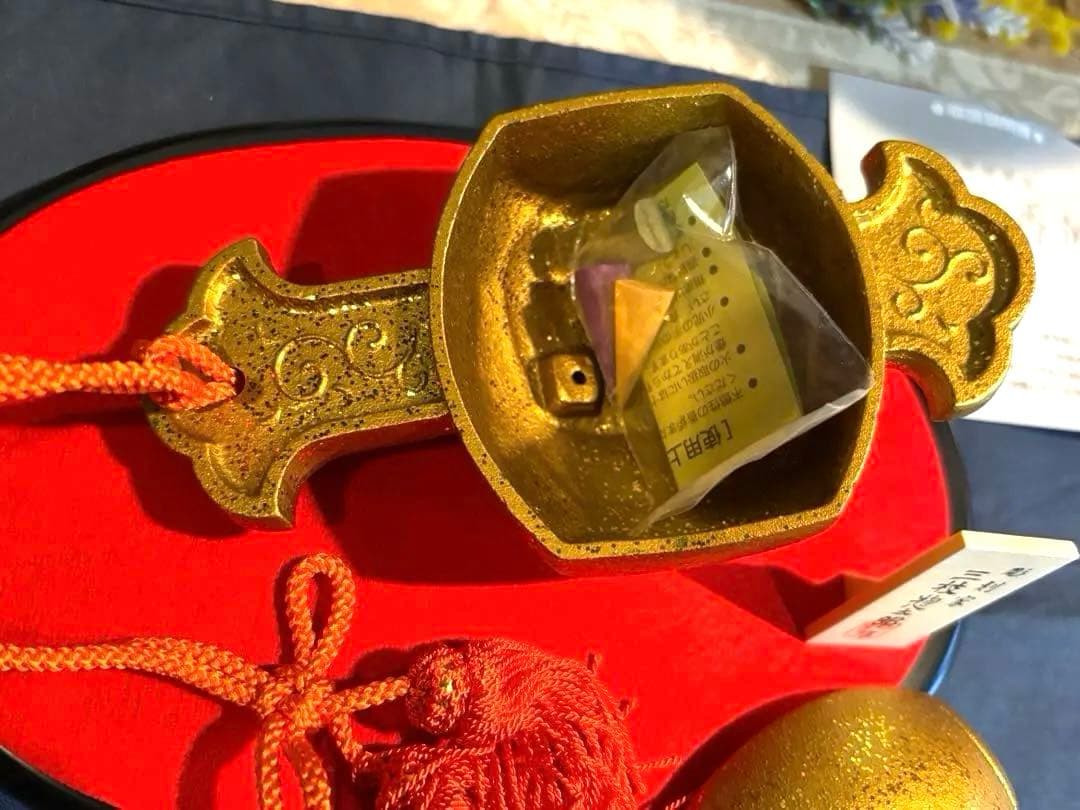 高岡銅器　三枝惣太郎作　小槌　香炉・香立　台つきお香つき希少品　新品未使用保管品