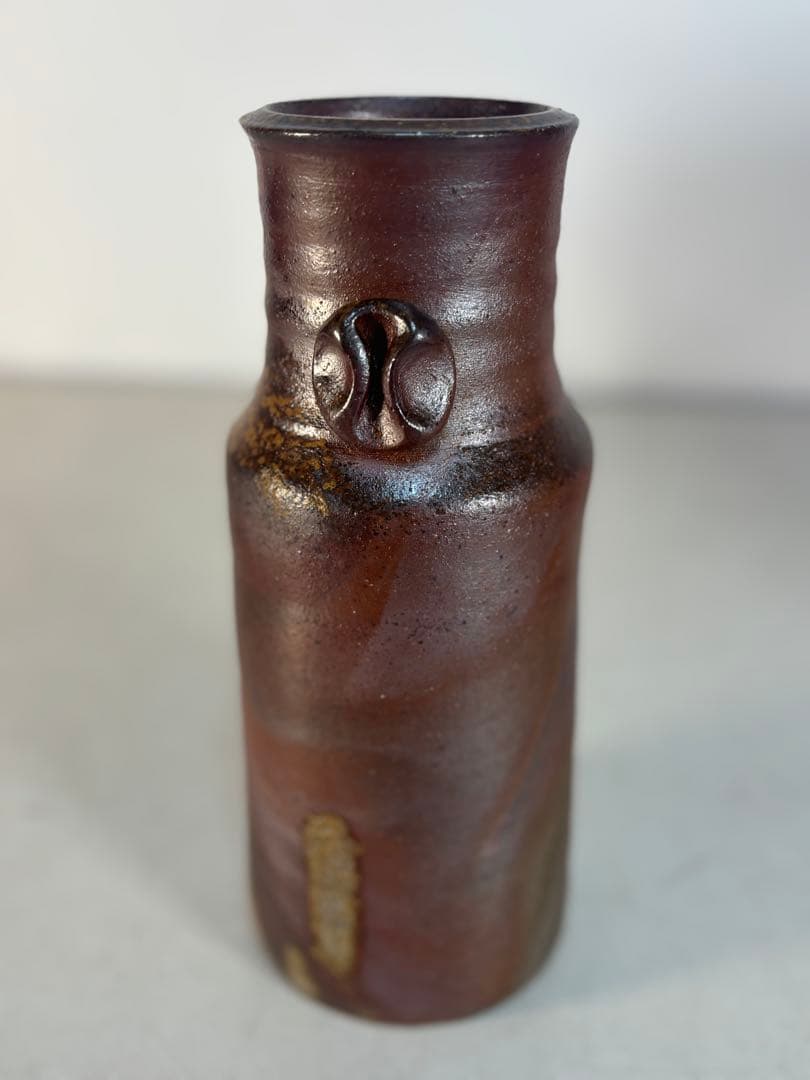 備前焼「松園」 窯変 花入れ 花瓶 共箱あり