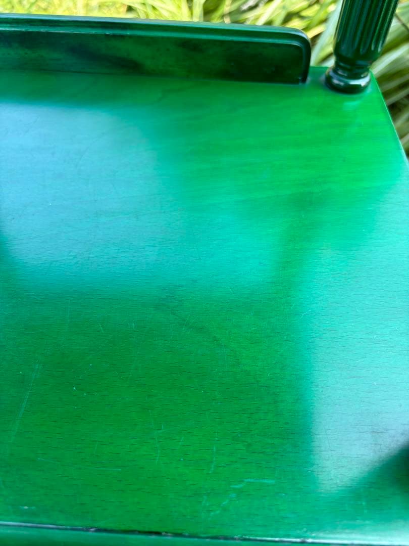 昭和レトロ グリーンの木製電話台・ファックス台 飾り棚 花台