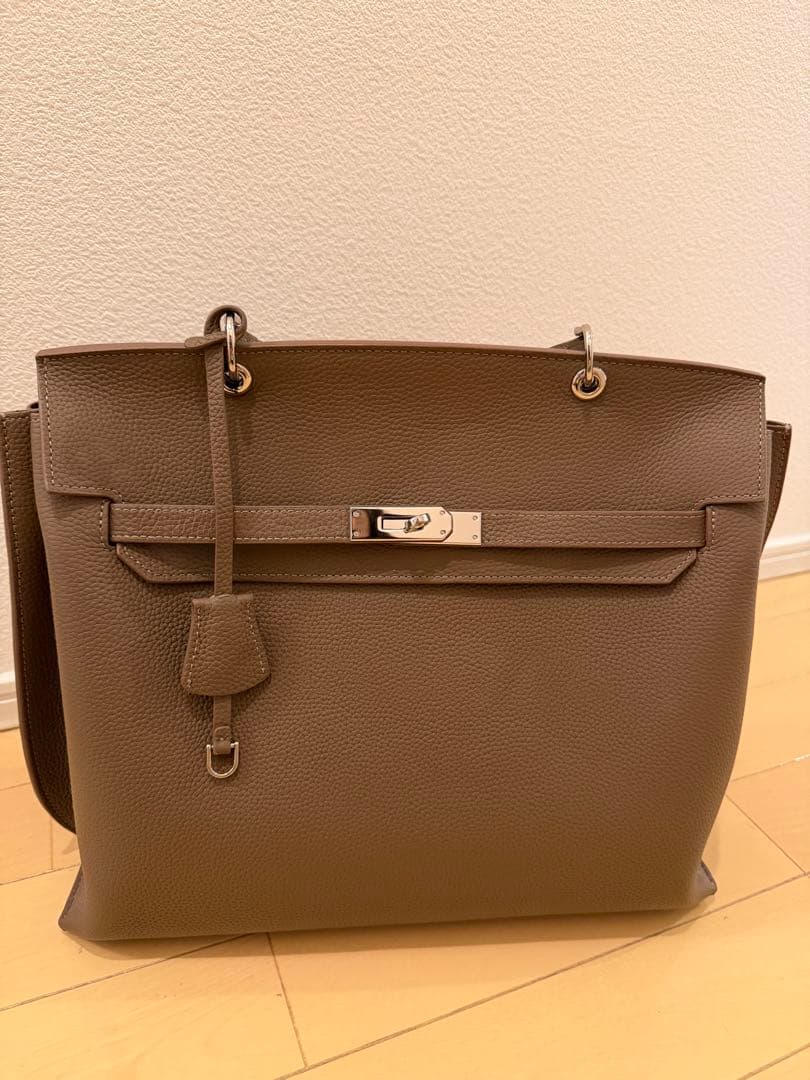 バッグ JISTORY square belt handle bag taupe L