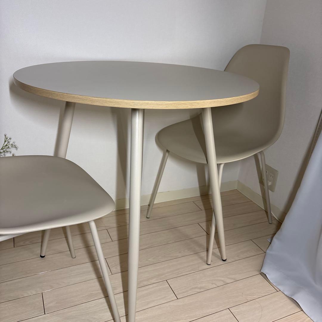ダイニングテーブル＆チェア2脚セット｜丸テーブル 75cm｜北欧風｜メラミン天板