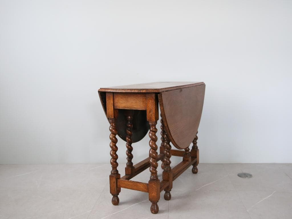 英国アンティーク木製ゲートレッグテーブル/ダイニング机/バタフライ