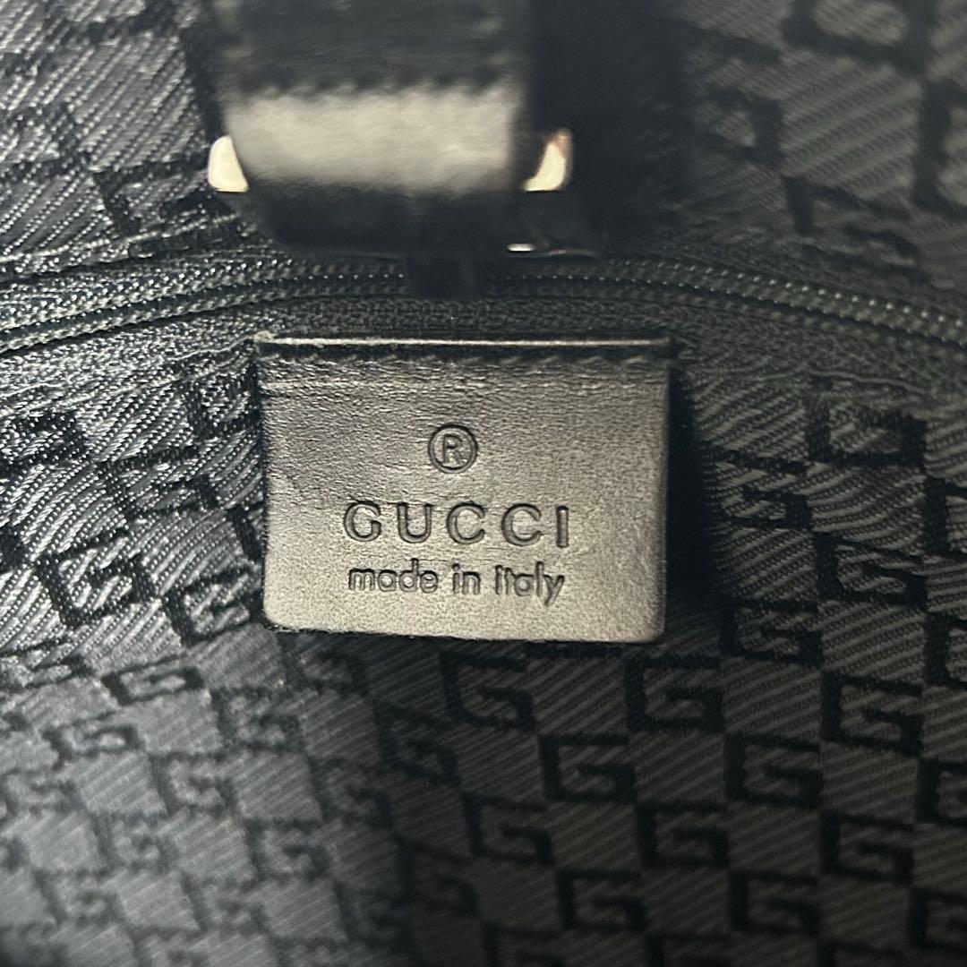 GUCCI グッチ ジャッキー レザー キャンバス ショルダーバッグ ブラック