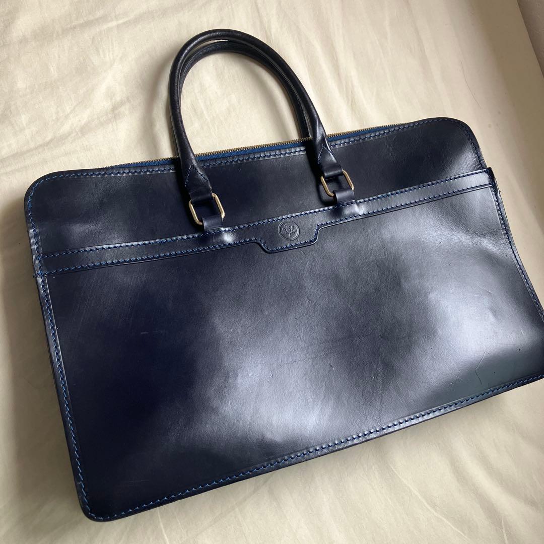 グレンロイヤル　ブライドルレザー　ブリーフケース　ネイビー