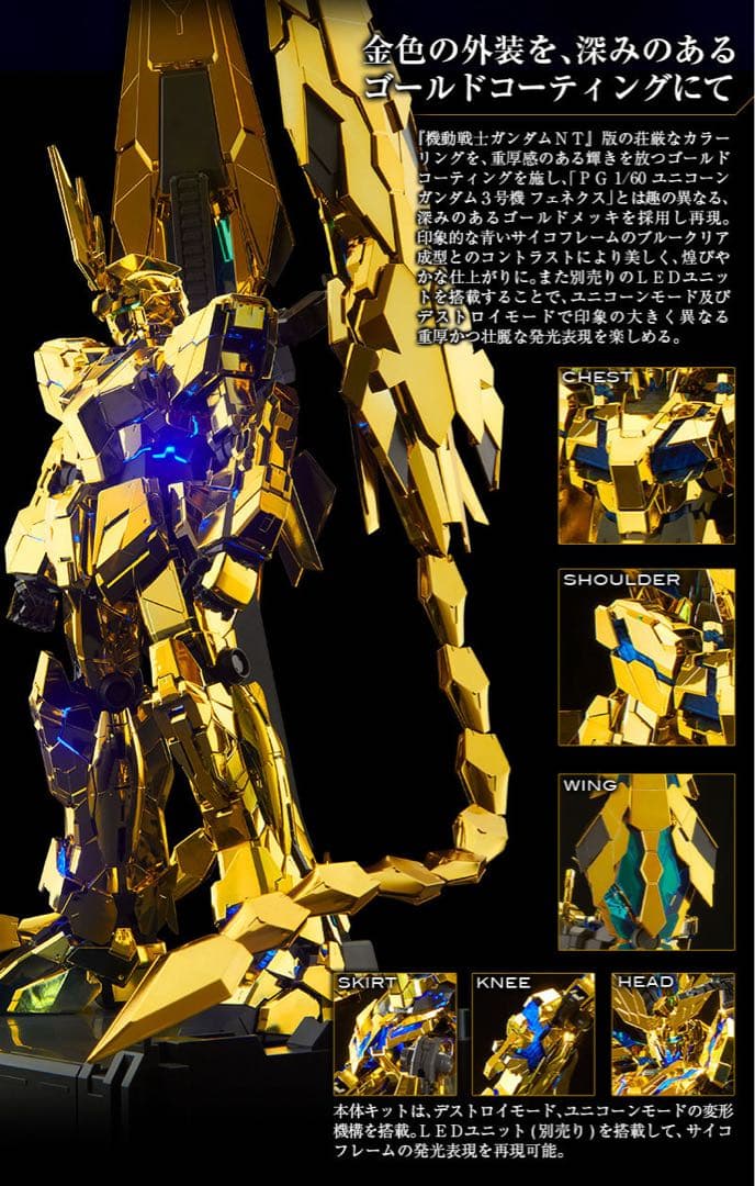 PG ユニコーン ガンダム03フェネクス ナラティブver 完成品　LED搭載