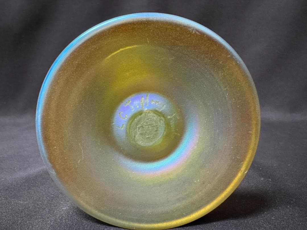 ヴィンテージ】ティファニースタイル 幾何学文聖杯 コーディアルグラス