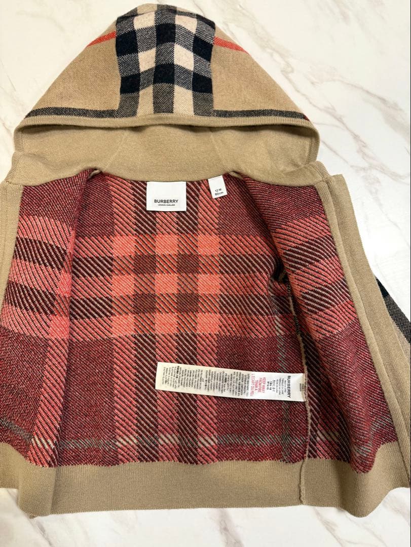 ウールチェックフーディ80サイズ