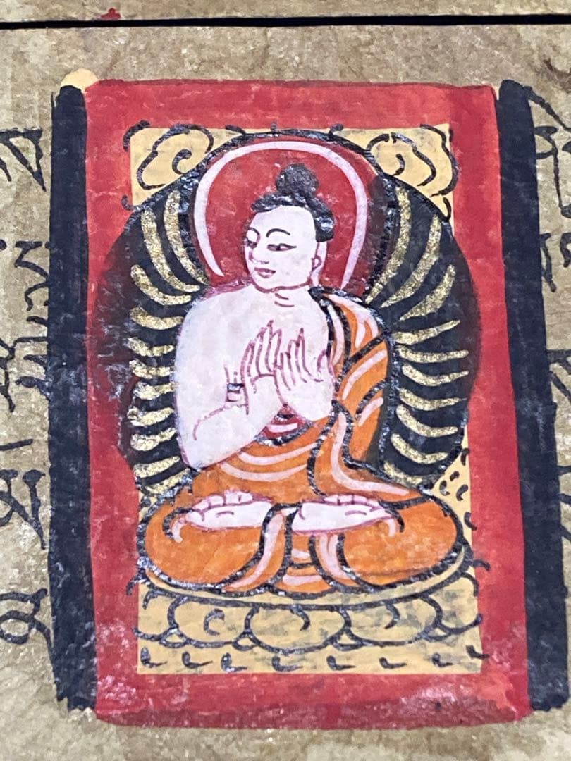 チベット語経典 手描きの仏像 9枚