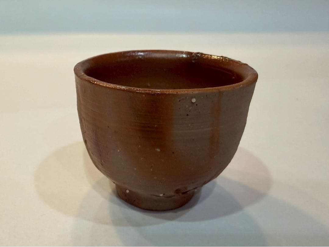 備前 人間国宝 蔵原啓作 備前緋襷 酒杯 共箱 略歴 共布付き