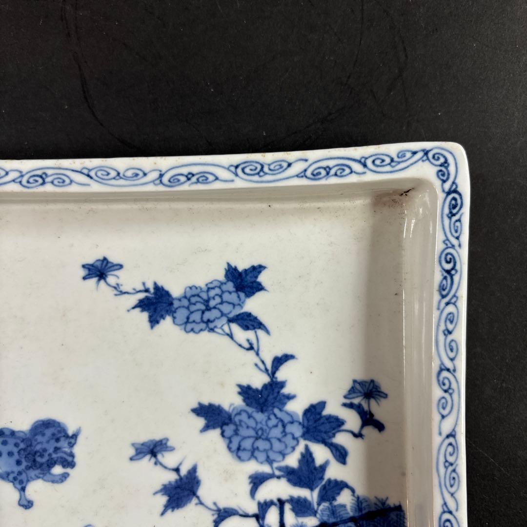 87 セール 水盤 染付 伊万里 九谷 鍋島 中国 南京 唐獅子 牡丹