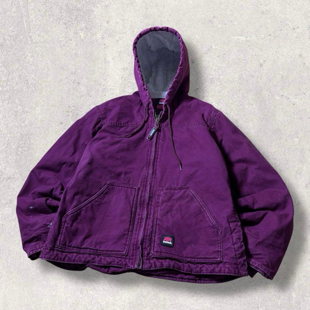 ぽ古着ダックパーカーアクティブジャケット短丈90s裏ボアジップフーディース