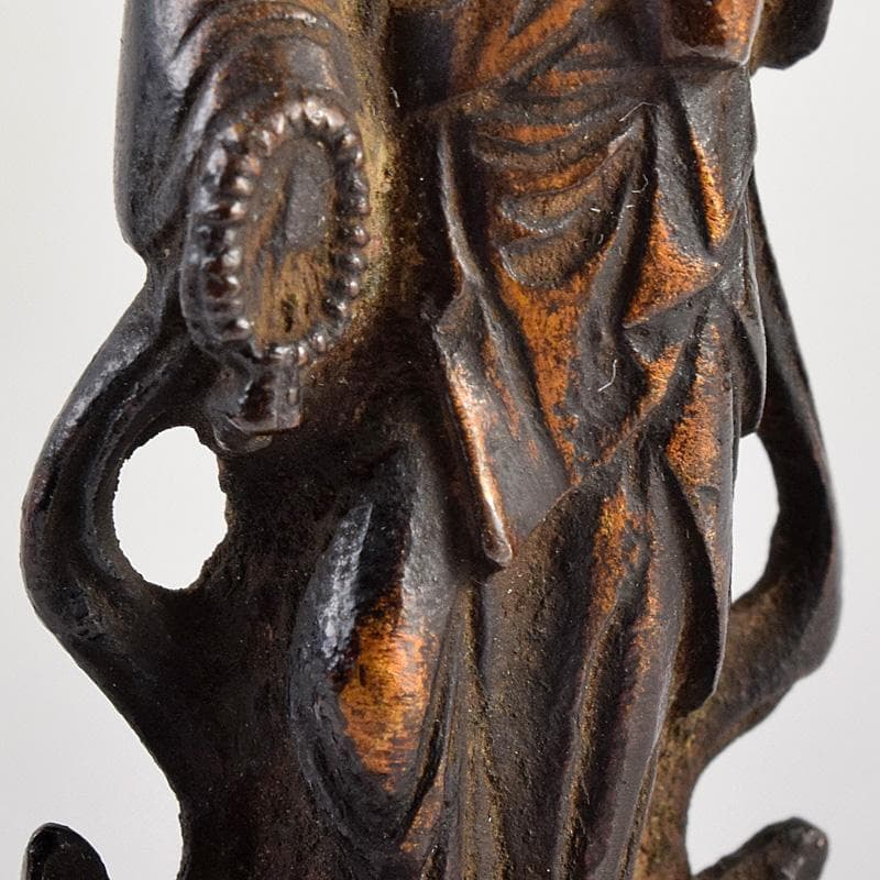 仏教美術 古銅 観音菩薩像 仏像 豆仏 懐中仏 置物 V R8764 美術品・