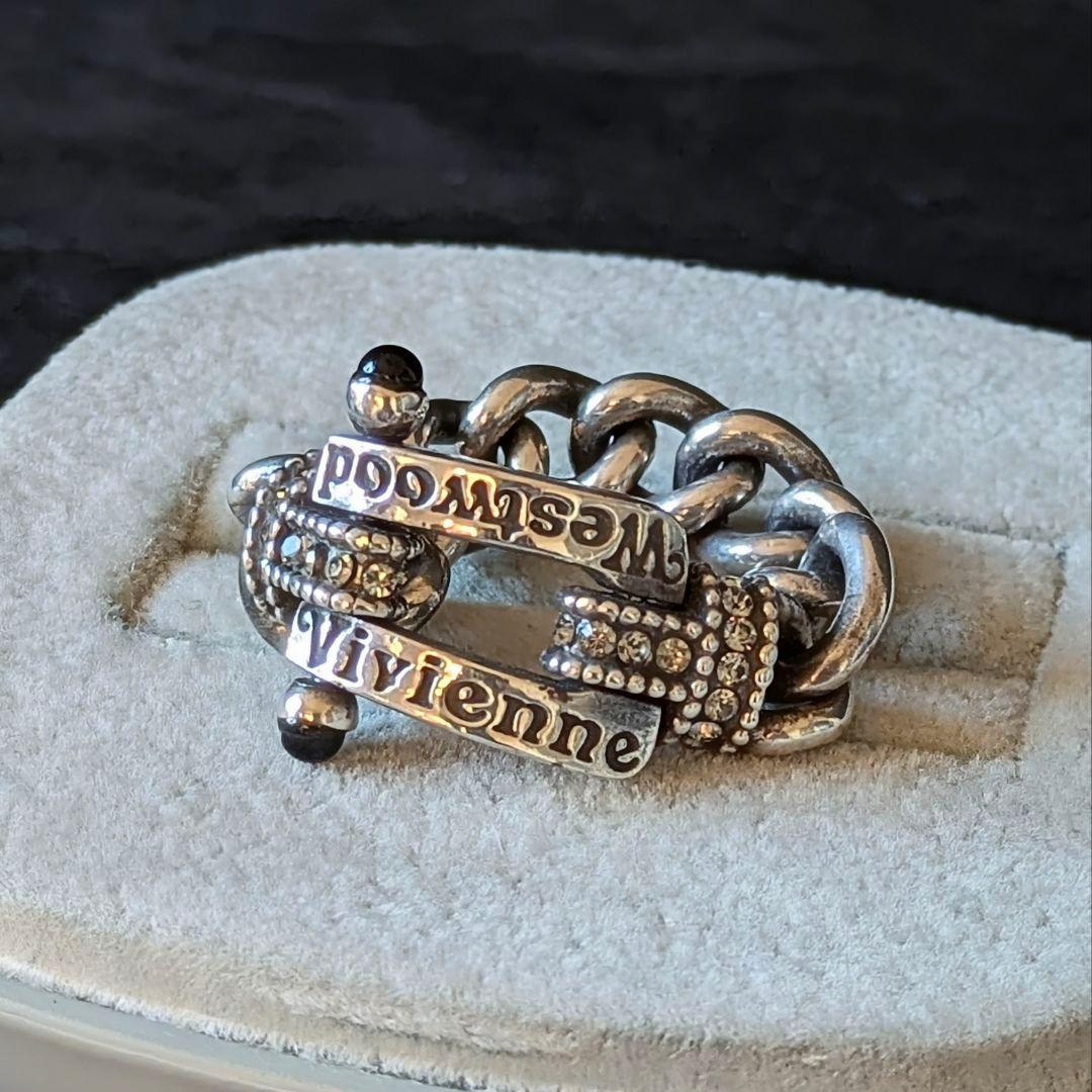 vivienne westwood オニキス ロゴ チェーンリング SV925