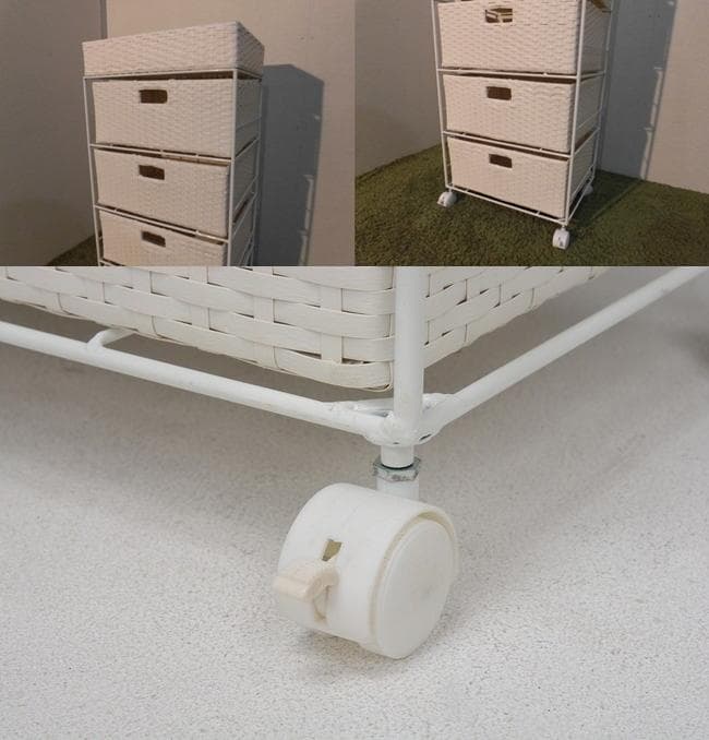 【全国一律送料無料・新品】ラタン風★サニタリー★ランドリーチェスト/ホワイト