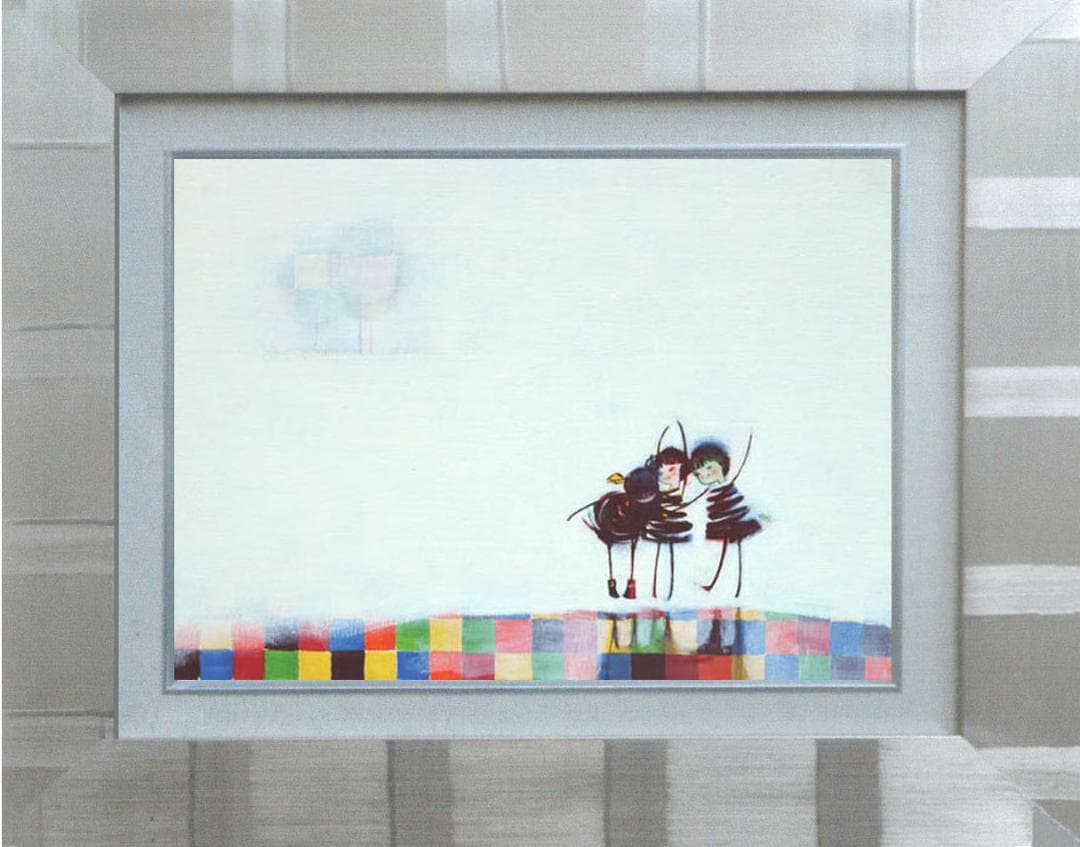 油絵 菅家令子 絵 絵画インテリア 額付(黒) F4-081914 可愛い女の子