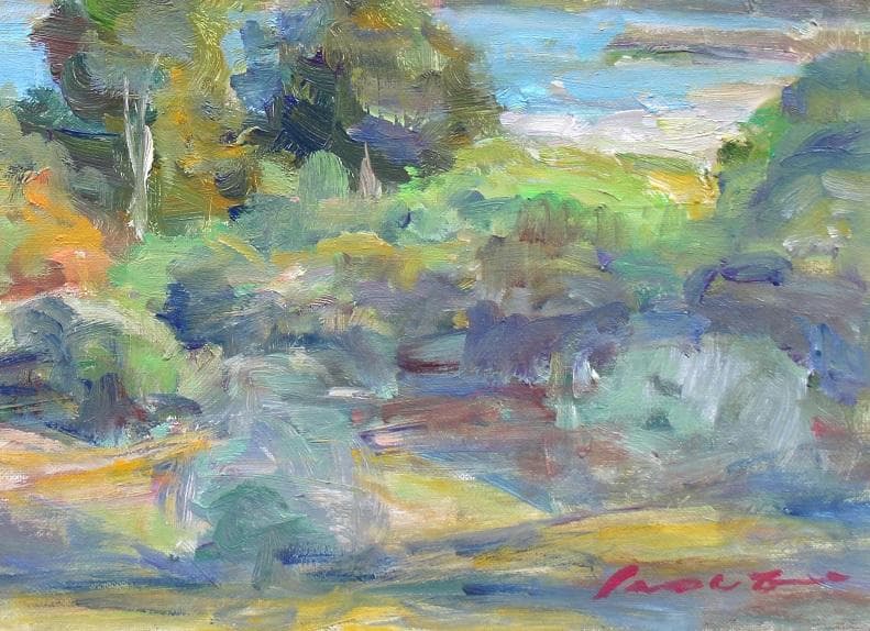 井上 司「緑陰」油彩画 F6