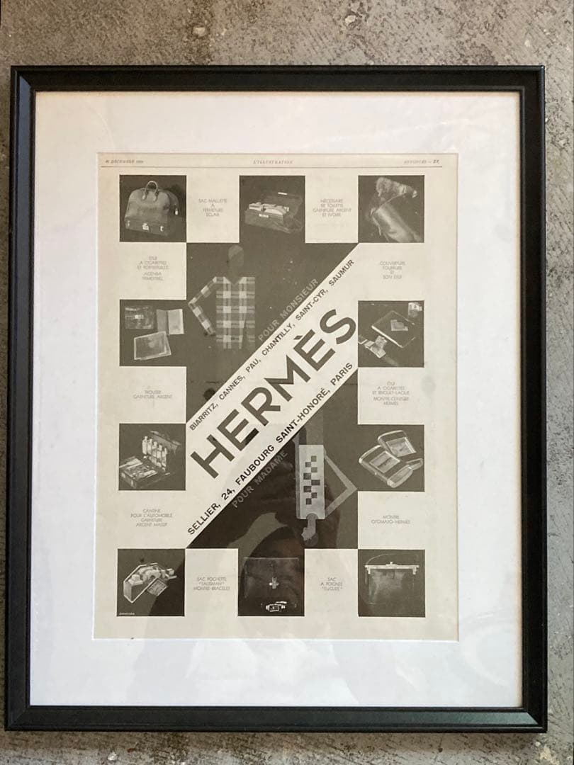 更に値下げ1929年　HERMES エルメス 広告　ポスターアートポスター　額装