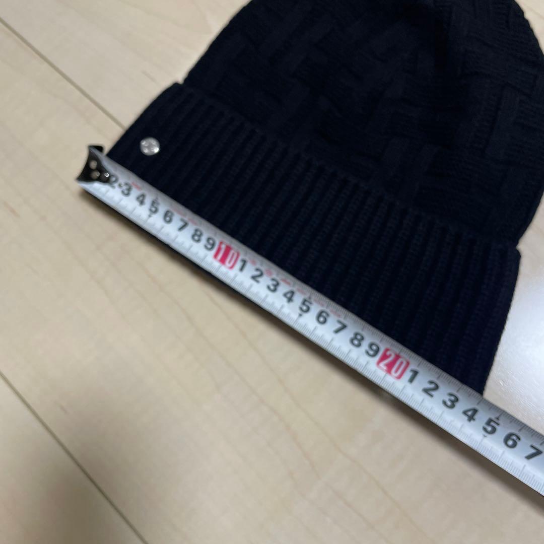 エルメス　HERMES ニット帽　ビーニー　シルバー金具　ブラック