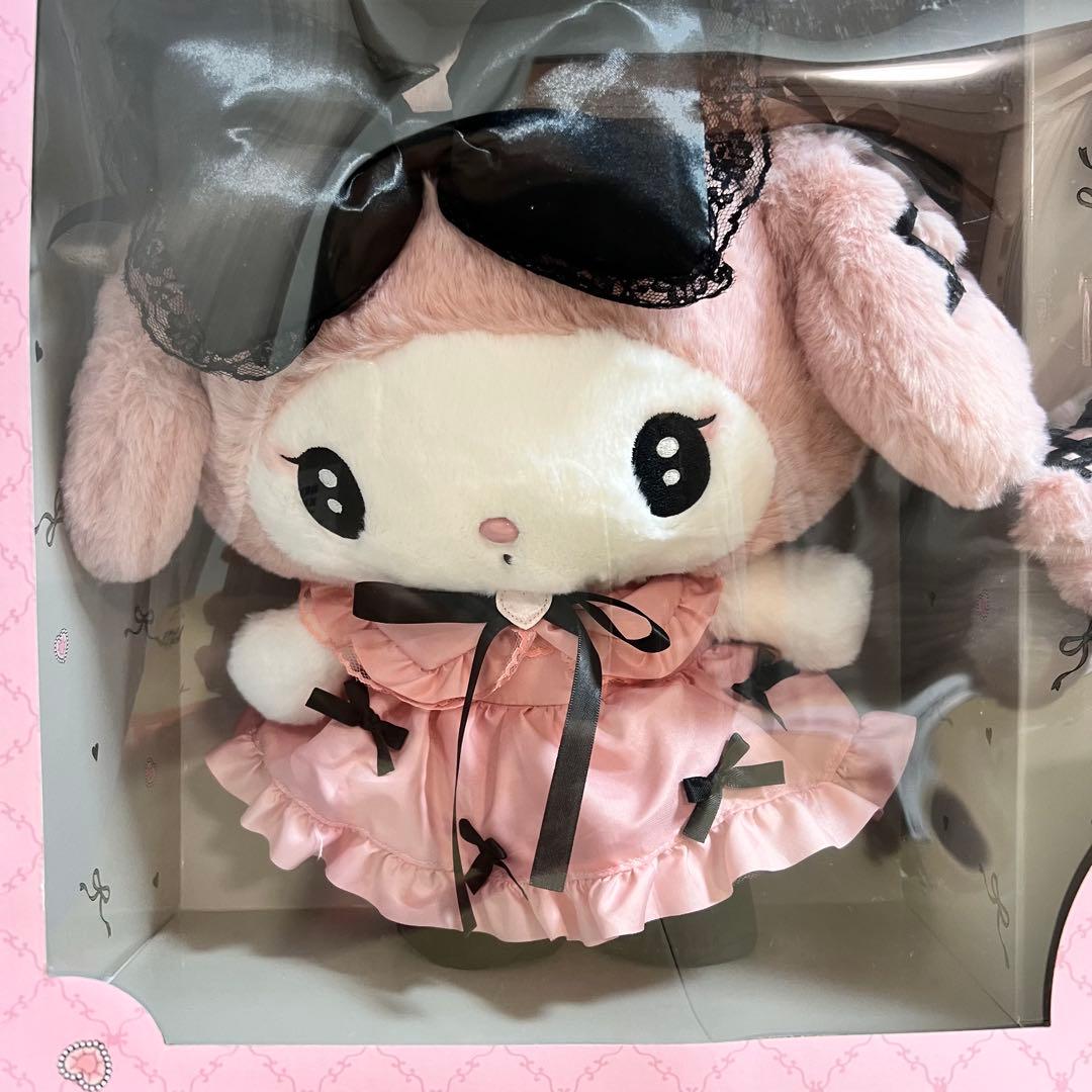 お顔厳選 フェイス形トートバッグぬいぐるみ真夜中のメロクロ マイメロディ