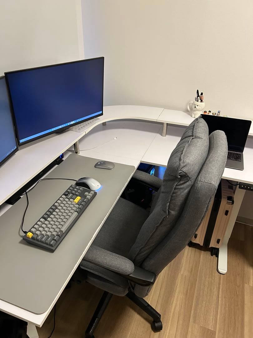 L字型ホワイトパソコンデスク