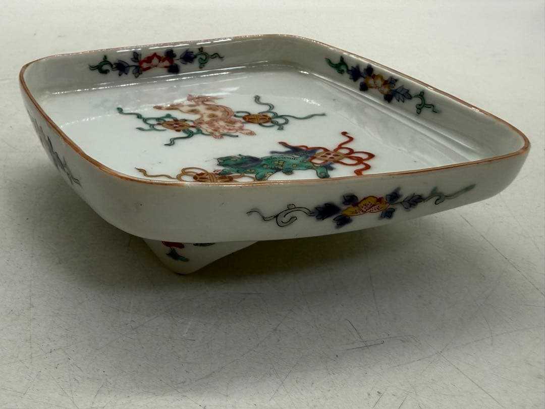 W8 蓋置 『色絵 三ツ蝶』『高野昭阿弥 造』 共箱 茶道具