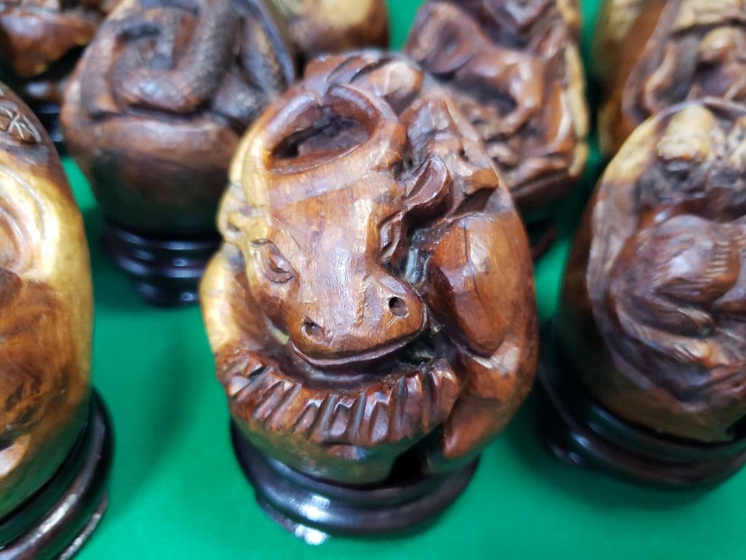 マリン木 薔薇の根 十二支 木彫りの置物