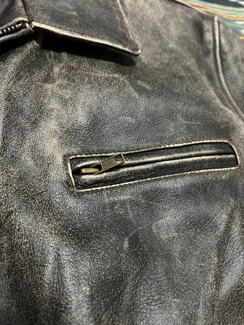 値下ルート66 ヴィンテージレザー ジャケット ジョニーデップ風