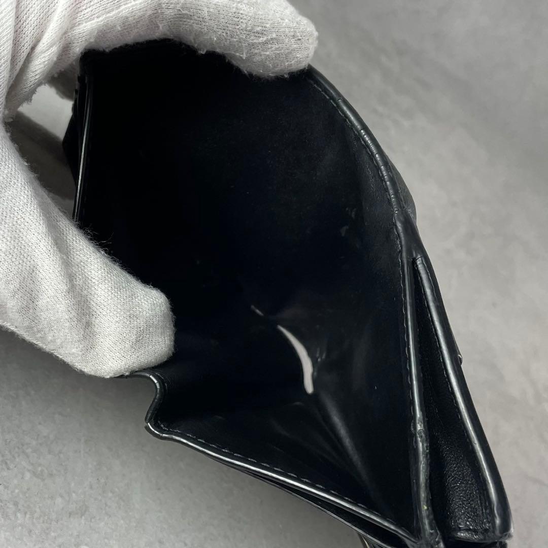 【美品】ボッテガヴェネタ 折り財布 カセット イントレ レザー ブラック 金具