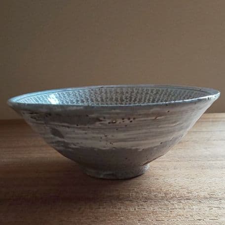 A 128 三島茶碗・五代六兵衛造 ( 坐忘斎箱書付き )