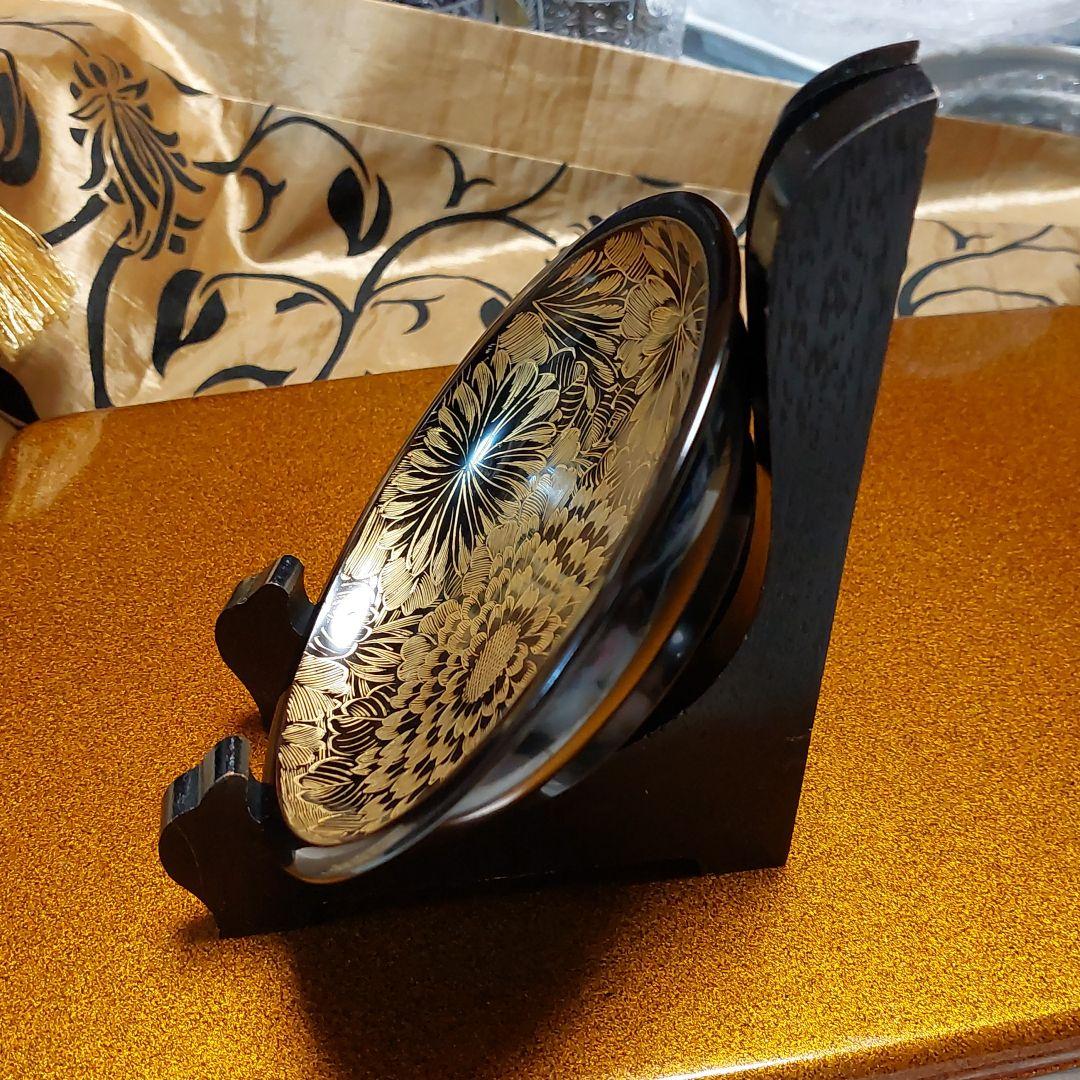 購入 幕末~明治輪島塗沈金菊蒔絵木皿五客 幕末~明治輪島塗沈金菊蒔絵