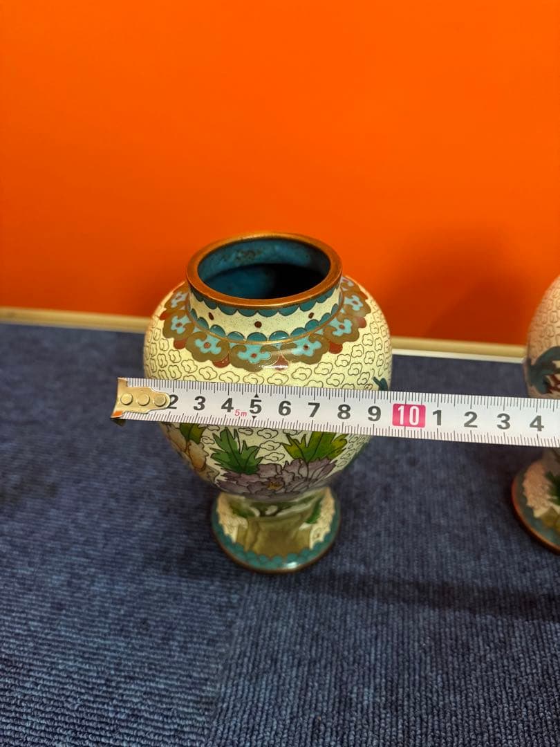 1850 七宝焼 景泰藍 花瓶2客