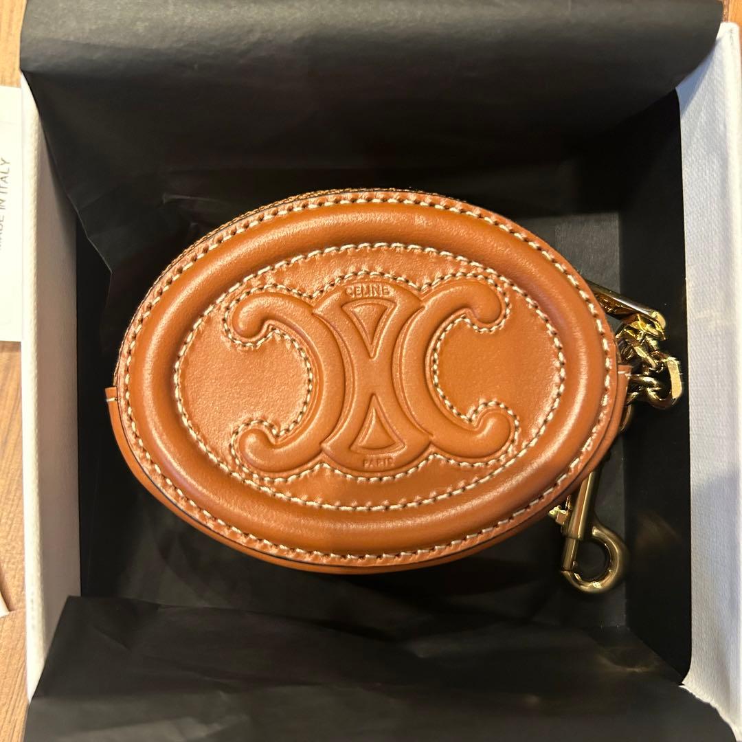 未使用 CELINE トリオンフ キュイル パース ケース タン