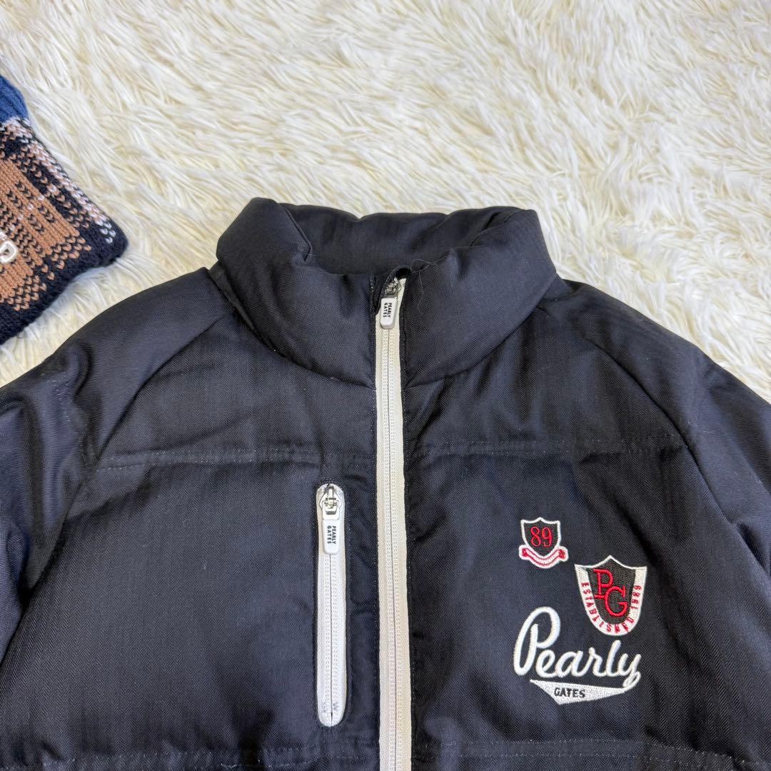 【パーリーゲイツ】美品 ダウンジャケット ブラック ワッペン 0 レディース