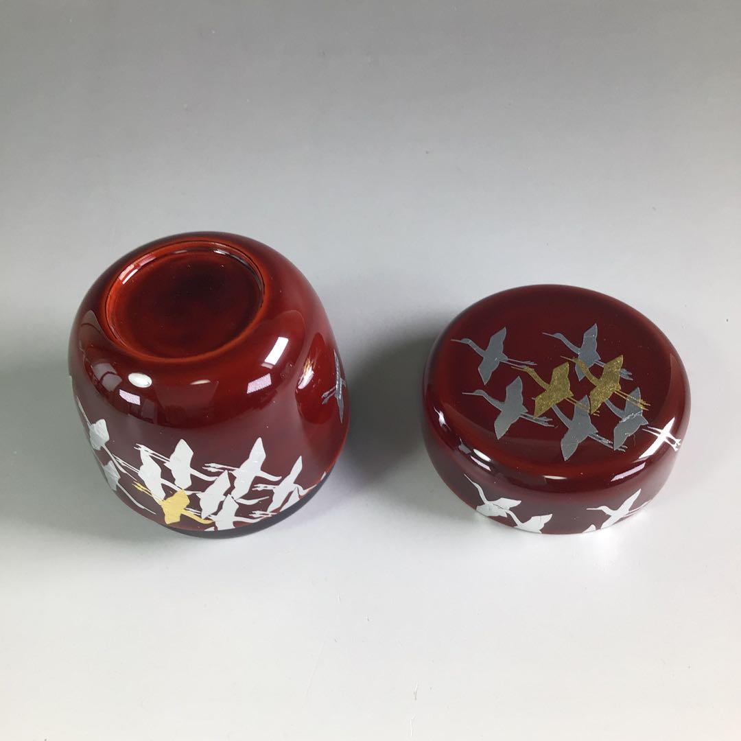R239 棗 『山中塗』『工房 冴』『溜塗』『群鶴蒔絵』『中棗』 共箱